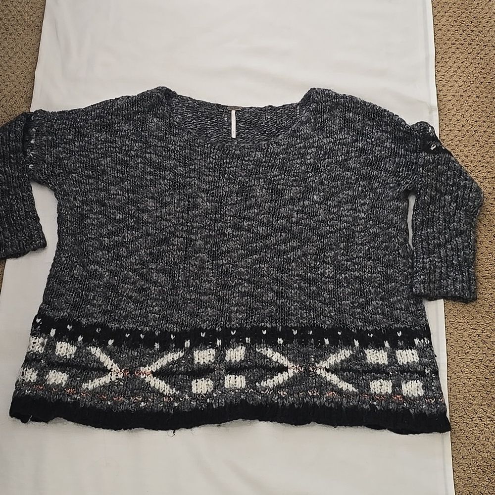 Free People Oversized Comfy Open Knit Nubby Sweater size S/P